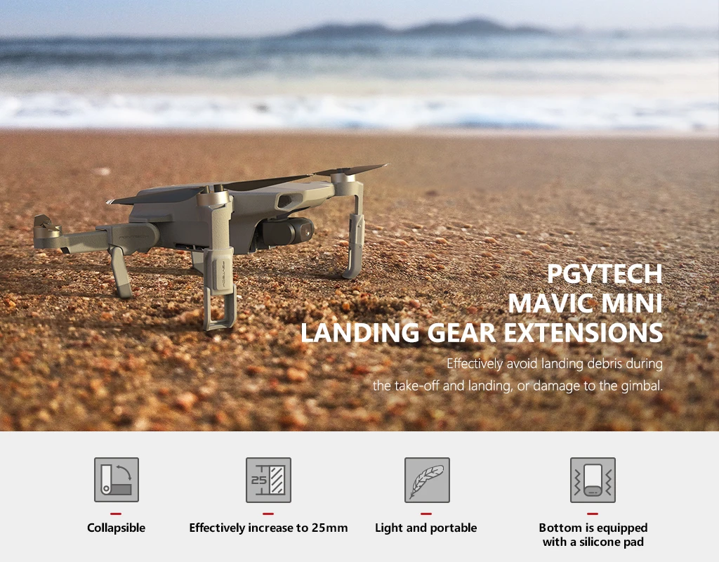 Для DJI Mavic мини шасси расширения ног 4 шт. PGYTECH Поддержка протектор расширения для dji Mavic мини Дрон аксессуары