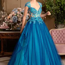 На заказ Vestidos de 15 anos с аппликацией из кружева и тюля Бальные платья Формальное вечернее платье платье для девочек с рукавами-крылышками