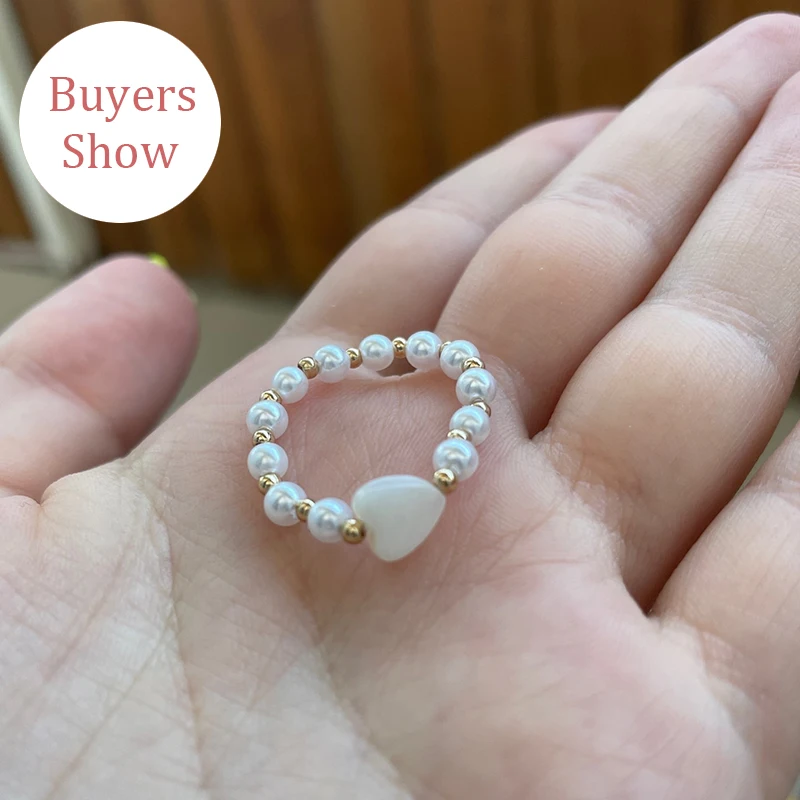 Dámská móda 2025 Dámský prsten, geometrická imitace, perla_voghion.com