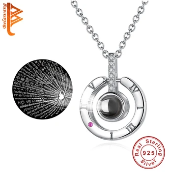 

2019 Love Memory 100 languages I Love You Necklace Forever Round Necklace for Women Girlfriend Valentine' s Gift S925 Jewelry