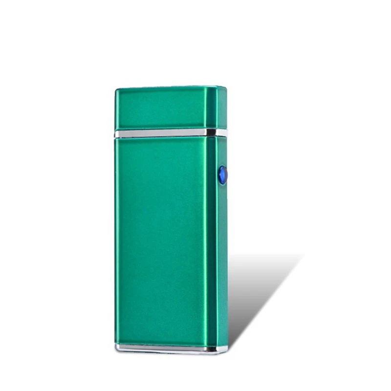 Green Ветрозащитные беспламенные электрические зажигалки импульсная двойная дуга электронная сигаретная Зажигалка USB зарядка плазменная зажигалка аксессуары для курения - Цвет: Green