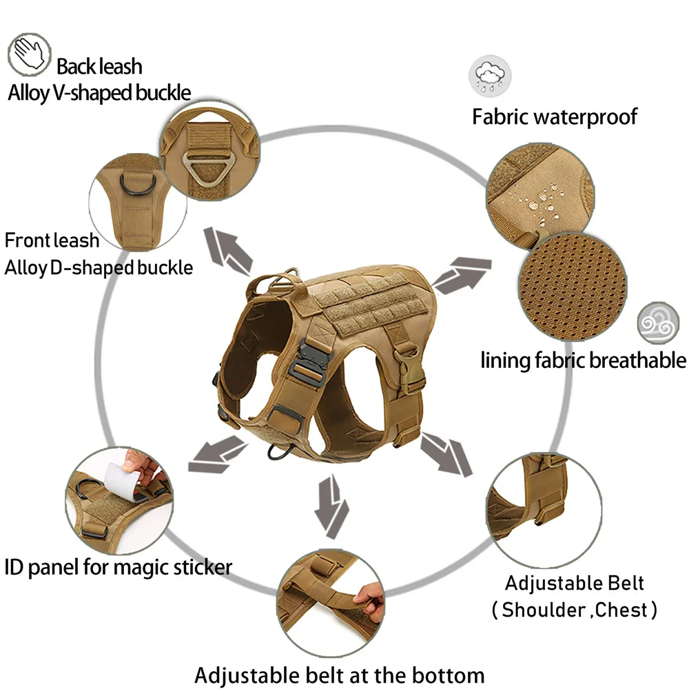 Ceny MXSLEUT Tactical kamizelka dla psa oddychające wojskowe ubrania dla psów K9 szelki regulowany rozmiar szkolenia polowanie Molle kamizelka dla psa szelki