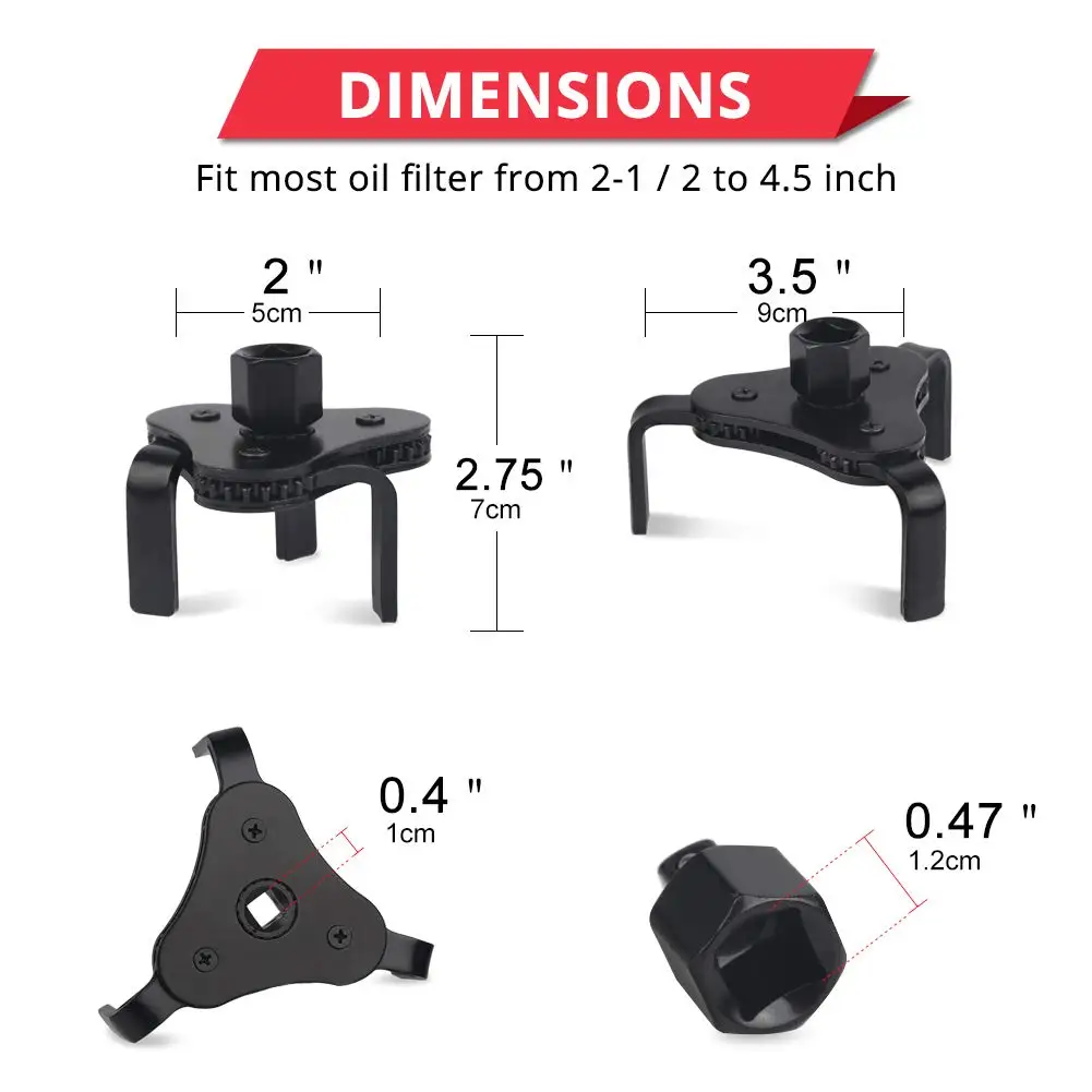 Универсальный Регулируемый масляный фильтр гаечный ключ диапазон 2-1/2 дюймов от 4 дюймов 3 ноги коготь масляный фильтр гаечный ключ для удаления