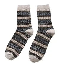 Женские носки Осень Зима Винтаж Кашемир Длинные Носки Удобная уличная одежда счастливые носки женские милые носки подарки для девочек бежевый