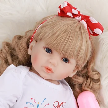 

58CM Soft Silicone Reborn With Baby Cloth Body So Sweet Baby Dolls Princess Dress Bow Cute Baby For Girl Baby Children Best Gift