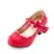 2020 New hot sale princess leather dance shoes girls party bow shoes shiny Solid Red color high-heeled fashion shoes for kids