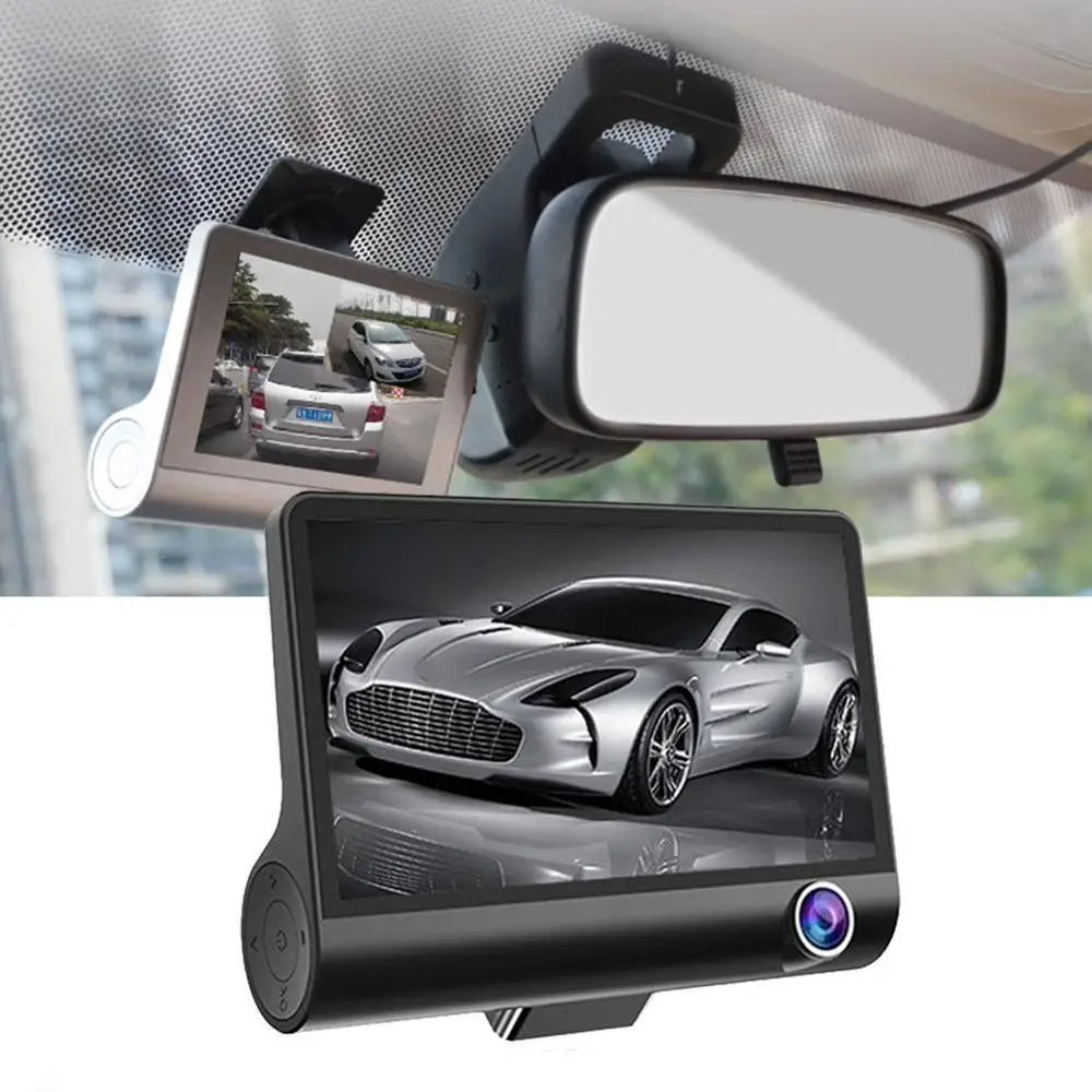 Автомобильный Full HD двойной автомобильный объектив DVR камера ЖК-экран ночное видение зеркало заднего вида авто Dash g-сенсор камера рекордер