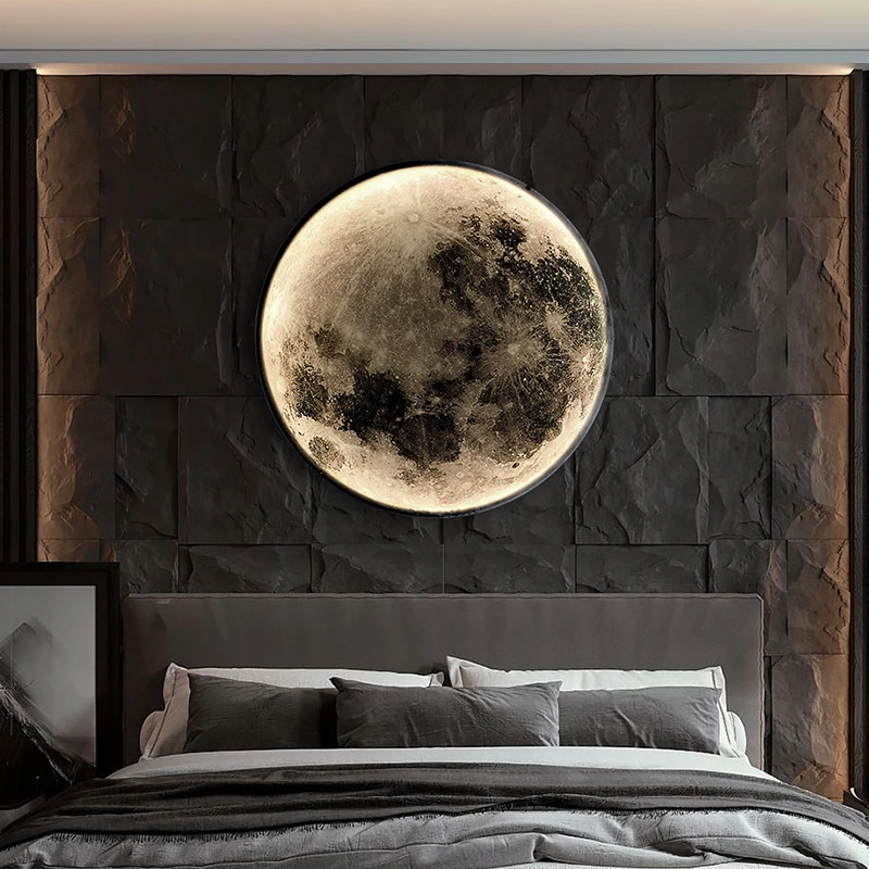 wall lights interior Moon Ceative Modern Minimalist  LED Wall Lamp Hotel Bedroom Bedside Aisle Corridor Unique Stylish Decorative Lighting Fixture the range wall lights