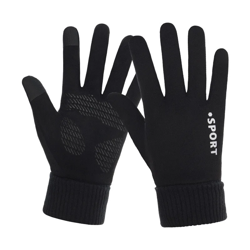 

2020 New Fashion Suede Men's Autumn and Winter Cycling Gloves Plus Velvet Warm Sports Running Outdoor Climbing Gloves