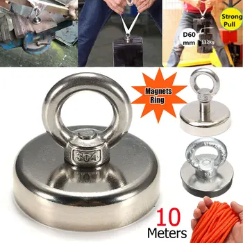 

50mm*50mm Neodymium NdFeB Magnet Eyebolt Ring with 10 Meter Rope For River Treasure Hunting Detector