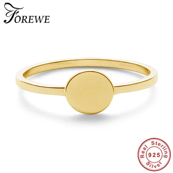 

Forewe Gold Plated Simple Signet Ring for Women 925 Sterling Silver Coin Finger Rings Wedding Engagement Jewelry 2020 New