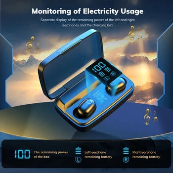 

TWS Bluetooth V5.0 Wireless Headphones Sports Waterproof earbuds Fingerprint Touch Bluetooth earphone With 2000mAh Charging Box