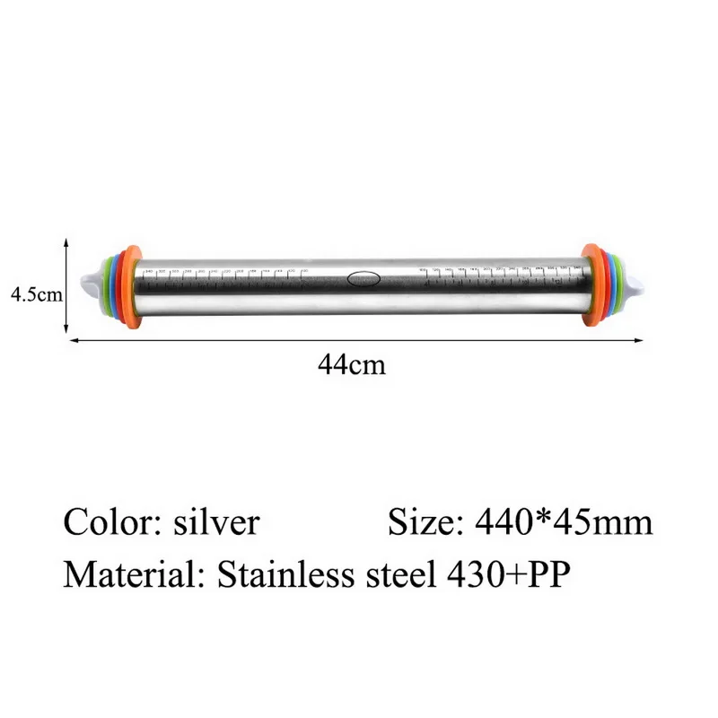 Скалка для теста ролик с 4 съемными регулируемыми толстыми кольцами кондитерский коврик для выпечки теста, пиццы пирог выпечка печенье