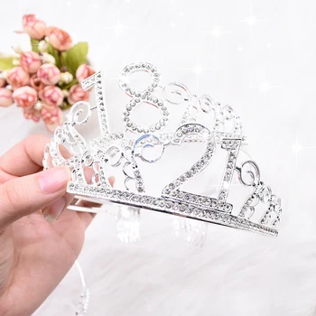 

1pc Shining Rhinestone Crystal Princess Crown 18/21/30/40/50 Years Old Adult Birthday Prom Party Supplies Girl Birthday Headband