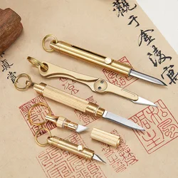 Couteau de poche en laiton fendu, créatif, en acier inoxydable, EDC, multifonctionnel, Portable, pendentif, couteau de poche, auto défense, outils porte clés 