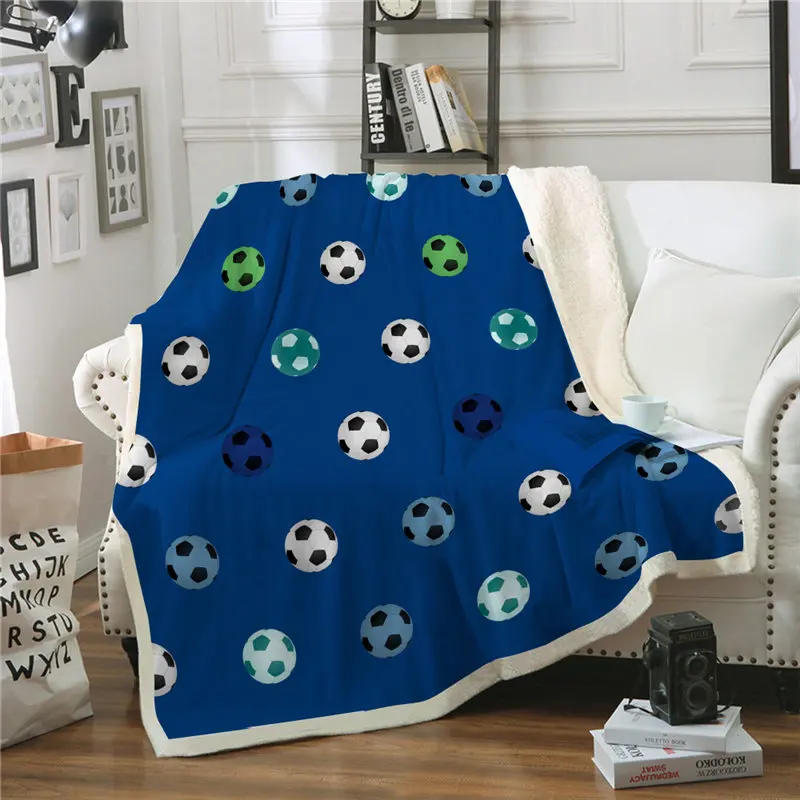 Throw Blanket Football Sport Game Red Blue Super Soft Warm Winter Bedspread  Fleece Blanket For Children Adult Sofa Car Bed Cover