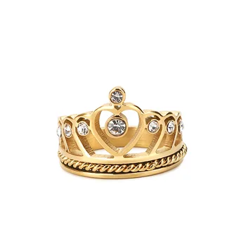 

classic ladies yellow gold color filled wedding band luxury fashion jewelry finger crown ring for women