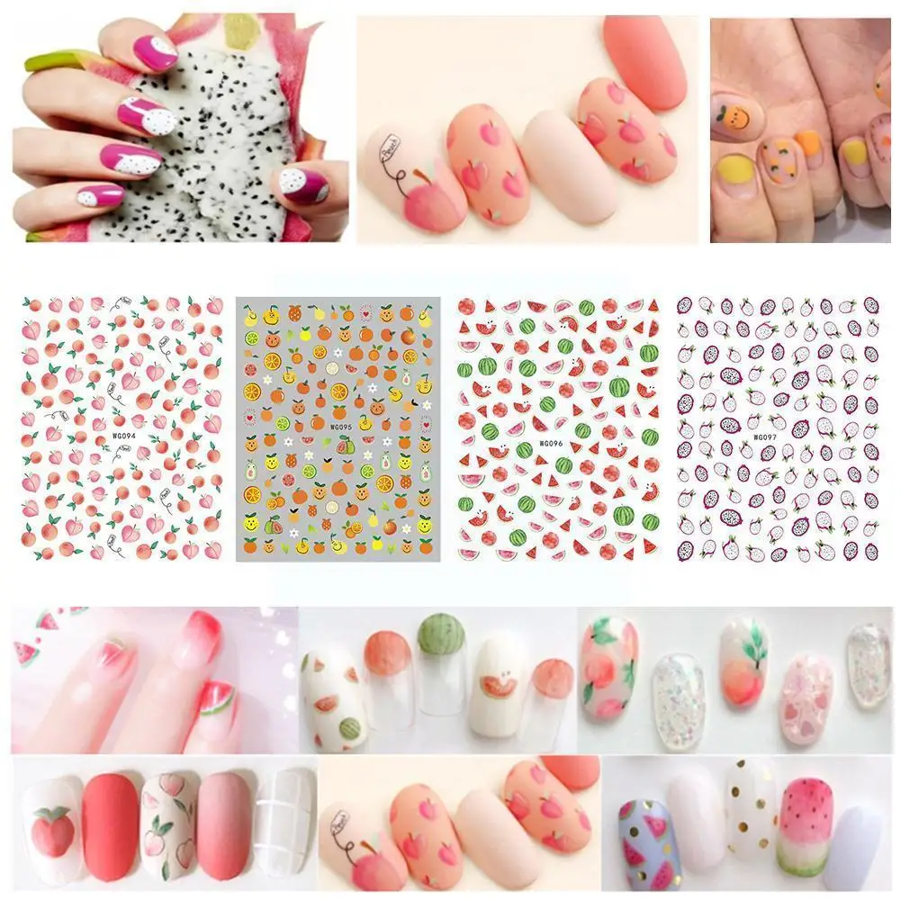 2021 New Spring Summer Fruits Sliders Nails 3D Nail Hot Design Decoration Foil Supplie Tips Sticker Sell D X1J8 | Красота и здоровье