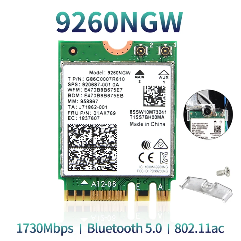 Двухдиапазонный беспроводной сетевой адаптер для Intel 9260 WiFi карта 9260NGW 9260AC NGFF M.2 1 73