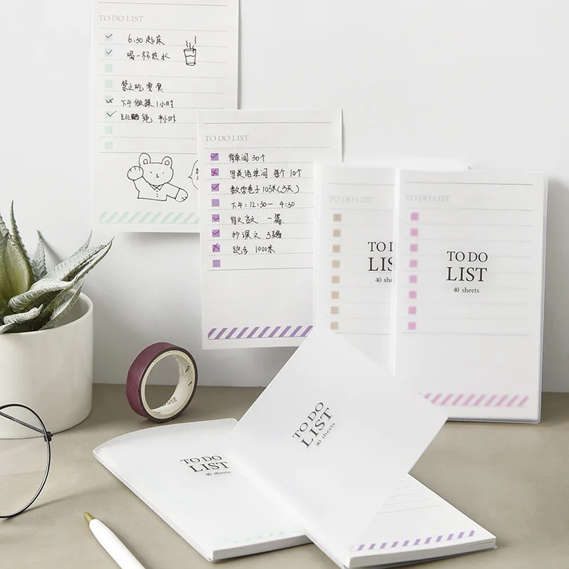 40 folhas criativo agenda diária bloco de memorando para fazer nota de lista com plástico capa dura planejador escritório material escolar papelaria