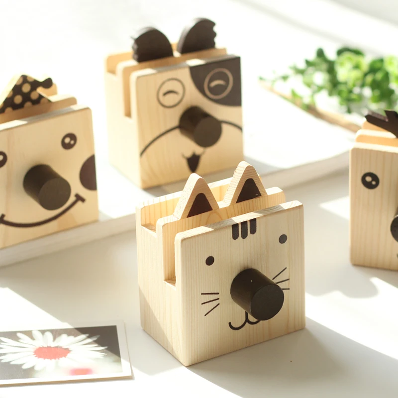 

Solid Wood Pencil Holder animal pen container Wooden glasses holder Storage box office desktop Office Stationary Desk Organizer