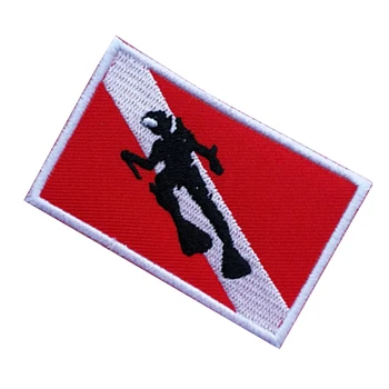 

Emroidered Iron On Dive Flag with Diver Patch - 2.76" x 1.77"