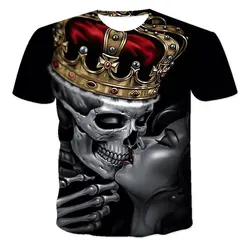 2021top estilo de rua harajuku oversized camiseta masculina camisa nova crânios tripulação pescoço horror novidade shorts