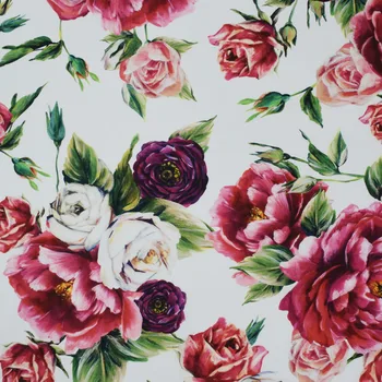 

Digital painting Peony roses pure cotton fabric for summer dress tissu au metre telas por metros tecido tela shabby tissus