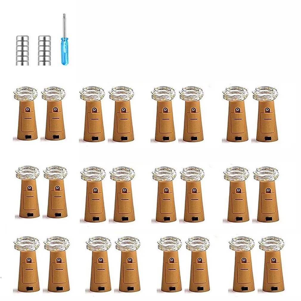 

LED Christmas Copper String Lights 20 Lights Button Wine Bottle Stopper Lights Wire String Light For Wedding Party Decor