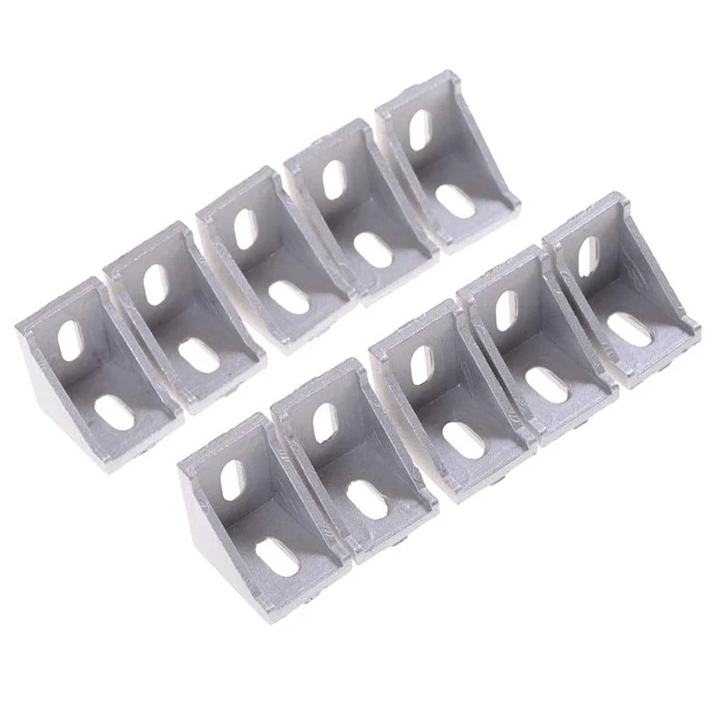 HLZS-20Pcs/лот 3030 угловые кронштейны застегнуть L разъем для 3030 алюминиевый профиль, уголок фитинги угол декоративные аксессуары