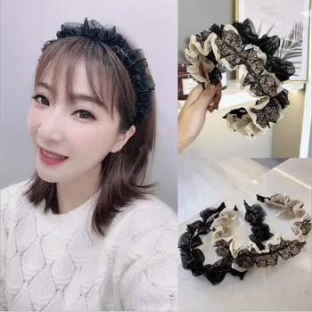 

Korean princess style headband cute hair accessories women lace folds wavy thin-edged hairband headband girl hair band headwear
