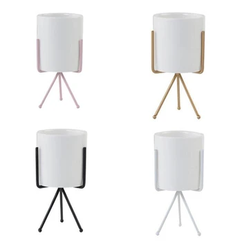 

Nordic Style Ceramic Flower Pot Planter Iron Frame Plant Holder Green Plant Flower Pot Desk Office Decoration Ornament Gold