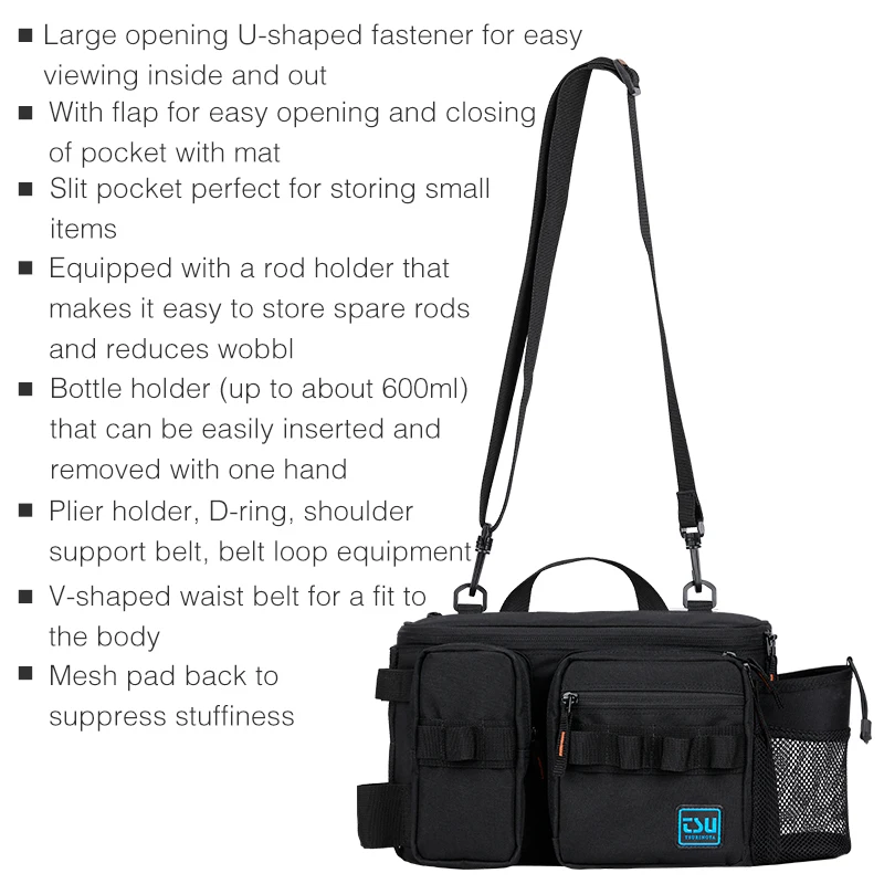 TSURINOYA Multifunction Fishing Bag RX1911 Large Capacity Waist Bag Fishing  Tackle Lures Storage Bag Outdoor Sports Handbag