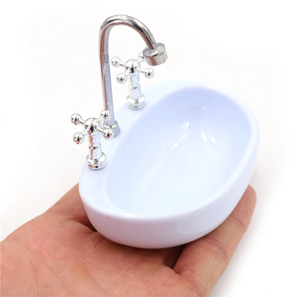 1/12 Scale Cute Dollhouse Miniature Furniture Bathroom Washbasin Washing Machine Pretend Classic Toy for Children Birthday Gift