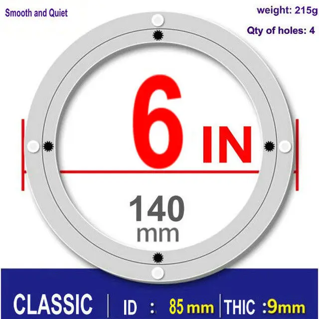 HQ 4-40INCH CLASSIC Thicken Aluminium Alloy Swivel Plate Lazy Susan Turntable Dining Table Swivel Plate for Kitchen Furniture 6INCH 14CM OD
