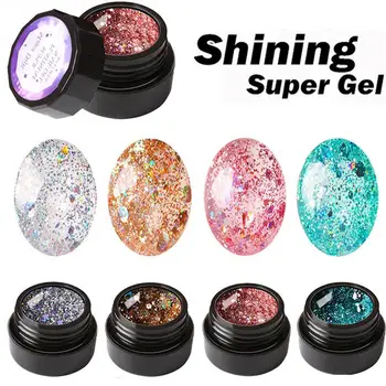 

4Pcs 5ML Varnish Gel Glitter Nail Polish Set Polish Soak Off Elegant Changing Colors Nail Women Nail