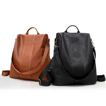 

Newly High Quality PU Leather Backpack Women Patchwork Casual Anti-Theft Backpacks CTN88