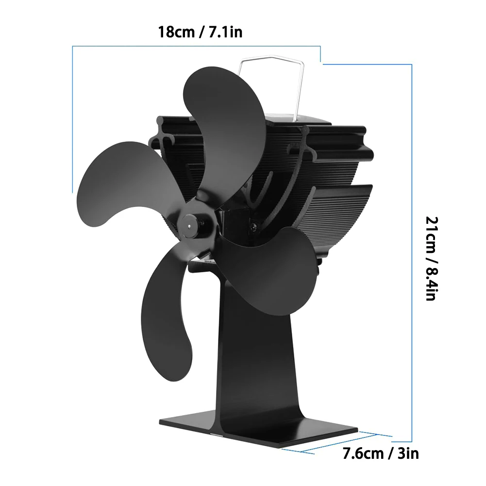 Черный камин 4-Лопастной горяч-воздухонагреватель вентилятор горелка бревна экологически чистые хозяйственные с высокой пропускной