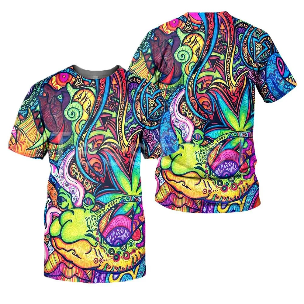 

Tessffel Hippie Psychedelic 3D Printed 2021 New Fashion Summer Harajuku T-shirt Unisex Top O-Neck Short Sleeve Style-H19