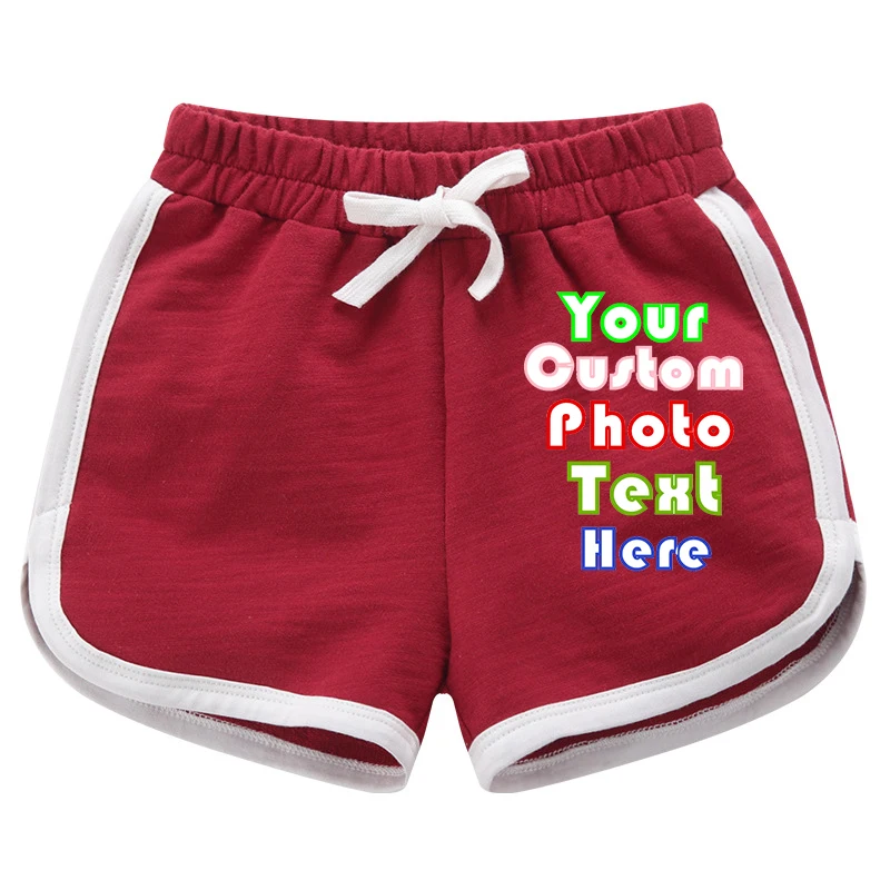 

Personalized Customization Unisex Children's Cotton Shorts Casual Pants Custom Logo Printed Customized Text Photo