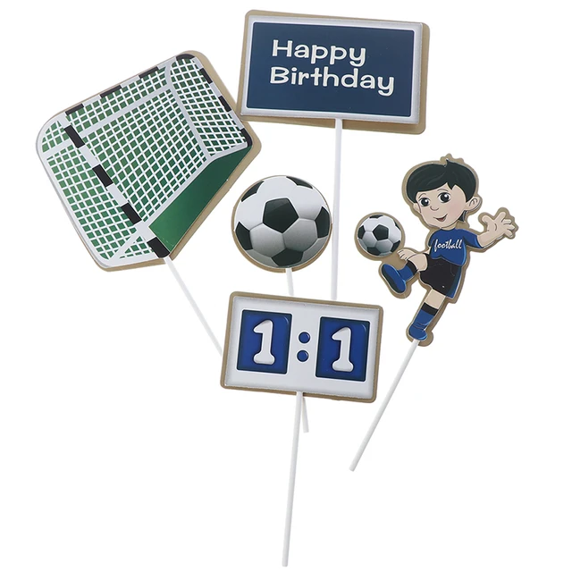 少年サッカースポーツテーマハッピーバースデーケーキトッパー漫画子供サッカー誕生日ケーキのデコレーションパーティー用品 Aliexpress Mobile