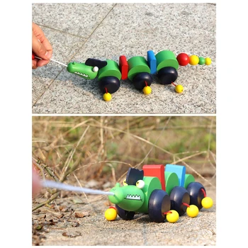 

Cartoon Animal Puppy Crocodile Bracing Wire Swing Car Wood Baby Toddler Educational Drag Toy For Infant 0-3-Year-Old