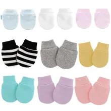 KLV 4 Pair/set Simple Cute Baby Knitting Mitten Newborn Anti-eat Hand Anti-Grab Face Protect Glove Baby Mitten