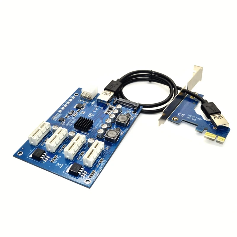 2 Layer Pc Board PCI-E X1 to 4PCI-E X16 Expansion Card 4Ports High Speed USB 3.0 Shield Cable 9.7cm Length 6.3cm Width | Электроника