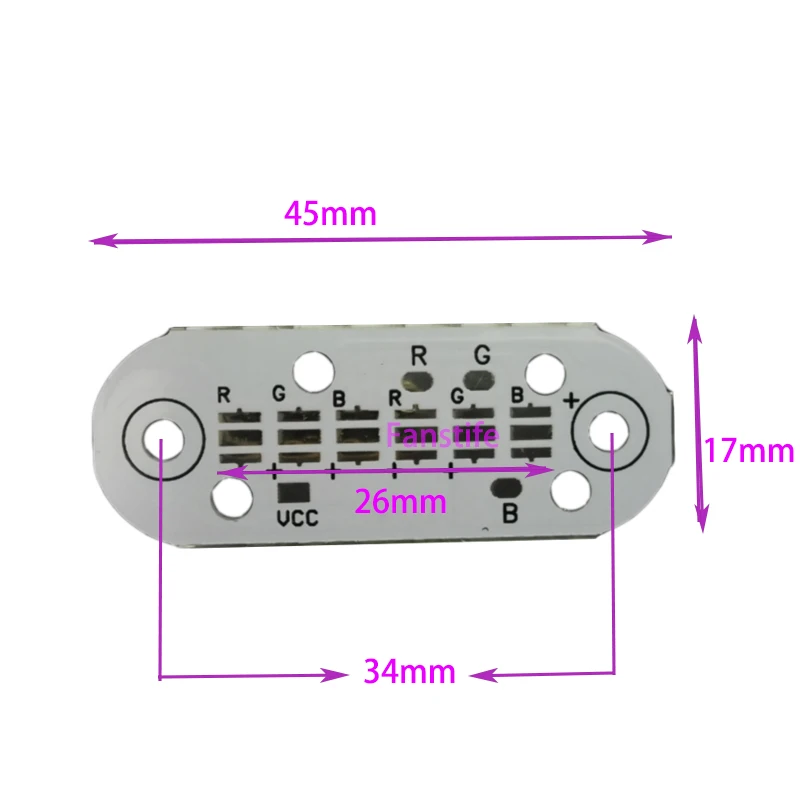 6Leds 3535 High Power Led Light board 17*45mm Aluminum Substrate XPE/XTE RGB Light PCB