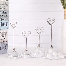 Прозрачный Кристалл Алмаз место держатель для карт Свадебная вечеринка принадлежности романтическое сердце форма фото клип стол номер стенд