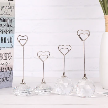 

Clear Crystal Diamond Place Card Holder Wedding Party Supplies Romantic Heart Shape Photo Clip Table Number Stand