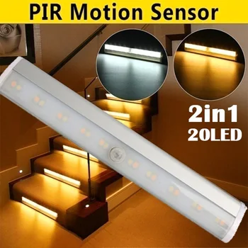 

DC 6V 20LED PIR Motion Sensor LED Night Light Wireless Wardrobe Closet Cabinet Lights 19*3*1.5cm