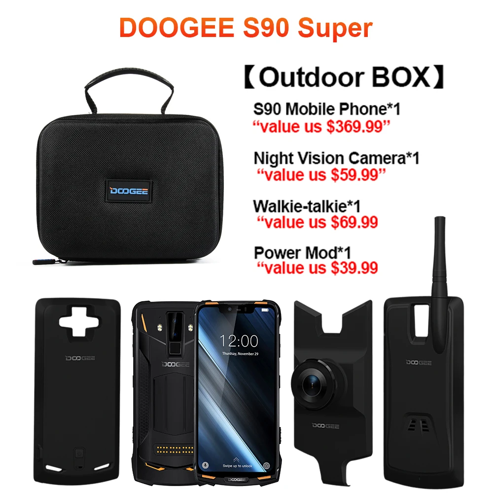 IP68/IP69K(наружная коробка) DOOGEE S90 супер модульный прочный мобильный телефон 6,18 дюймов дисплей 5050 мАч Helio P60 Восьмиядерный 6 ГБ 128 ГБ