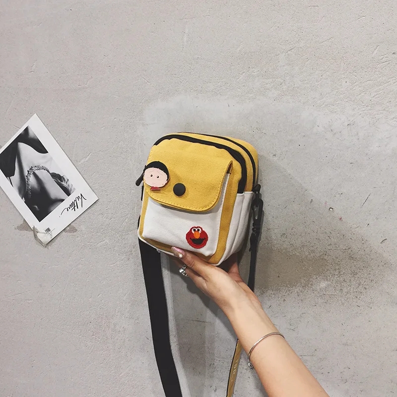

INS Super Fire South Korea Japanese-style Sesame Street Canvas Bag Women's Playful Soft Girl GIRL'S Crossbody Bag WOMEN'S Bag Ba